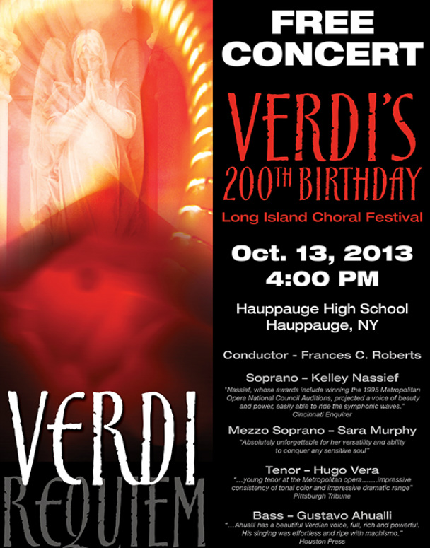 FREE Concert, Hauppauge, NY, Hauppauge High School, October 12 2013 4:00 pm VERDI REQUIEM